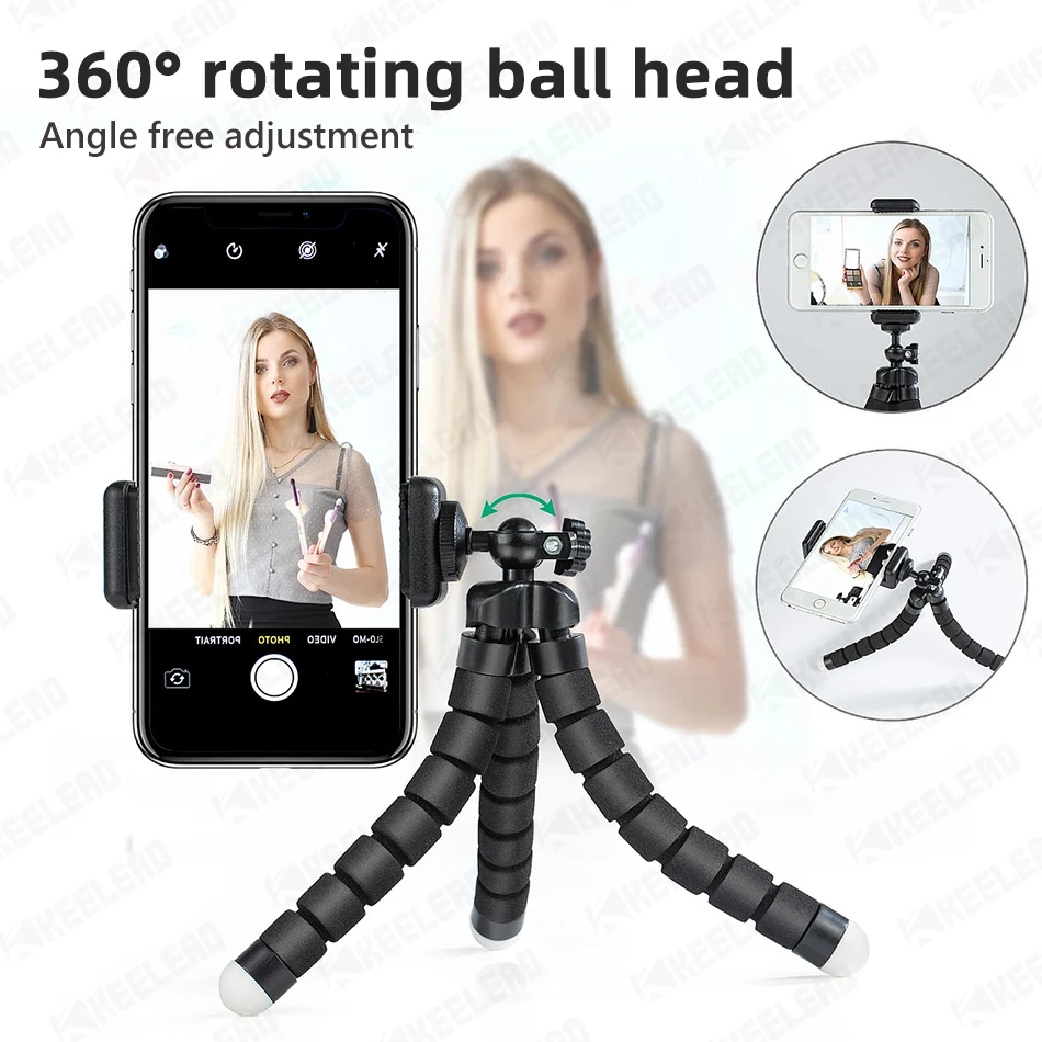 Mini Tripod with Phone Clip for Smartphone Flexible Leg Gorillapod Monopod with Phone Clip for iPhone Xiaomi Samsung