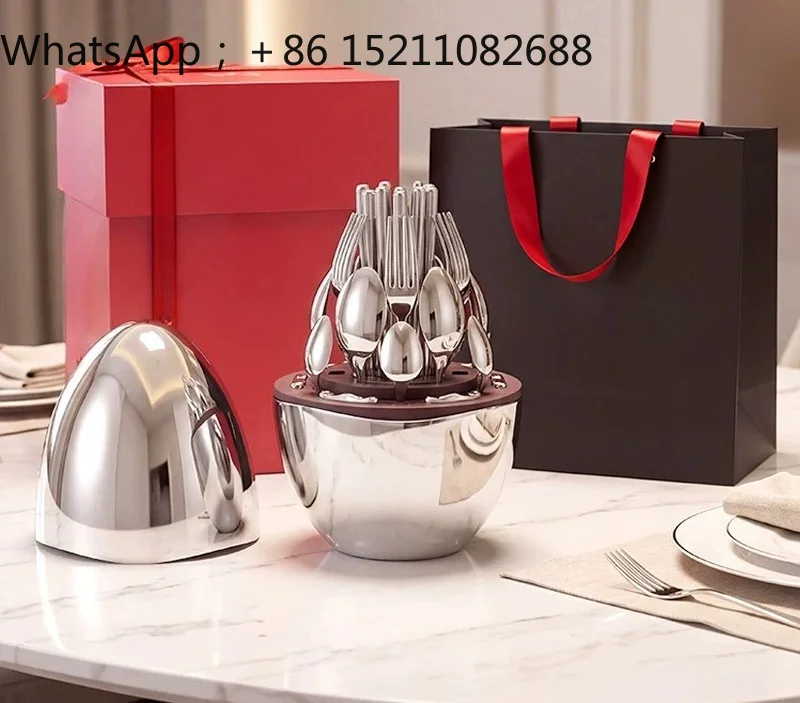 LLY 2026 New Year's Gift Premium Tableware Set Stainless Steel Magic Egg Spoon Knife and Fork