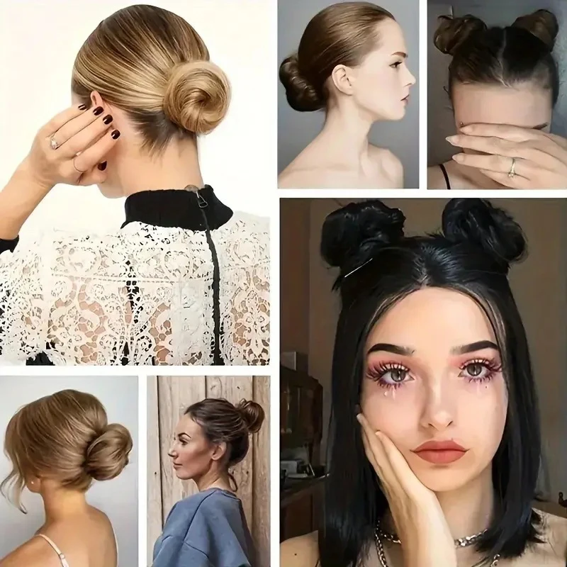 كعكة الشعر الاصطناعية الفوضوية دونت أوبدو شينيون مع وصلة شعر مرنة للنساء إكسسوارات الشعر اليومية الكسولة