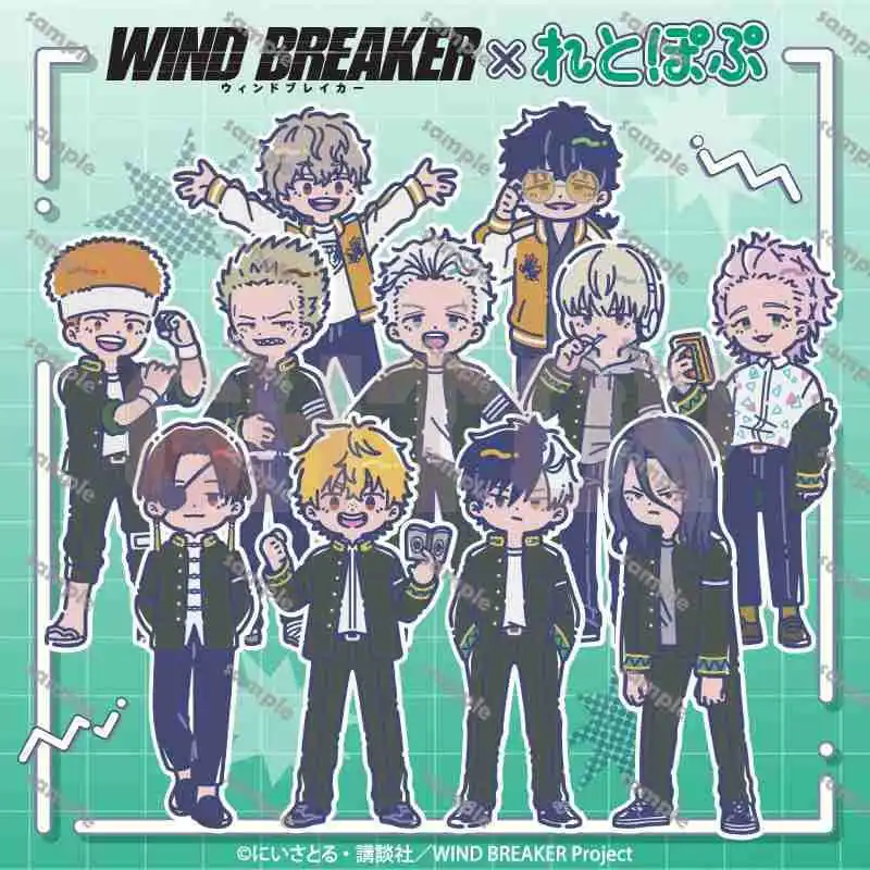 

8cm/3.15in Wind Breaker Q-version Bean Eye Acrylic Combination Stand with Background Board Ornaments Collections Desktop Display