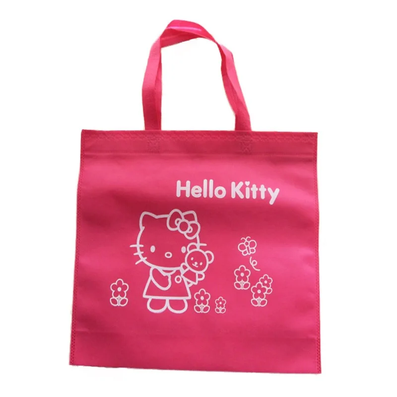 5pcs Hello Kitty cartoon gift bag shopping bag cartoon non woven fabric bag rose red handbag holiday gift for women accessories