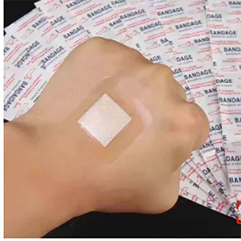 

50Pcs of Breathable Disposable PU Transparent Square Strip Band-aids with Skin Color and Transparent Waterproof Patches