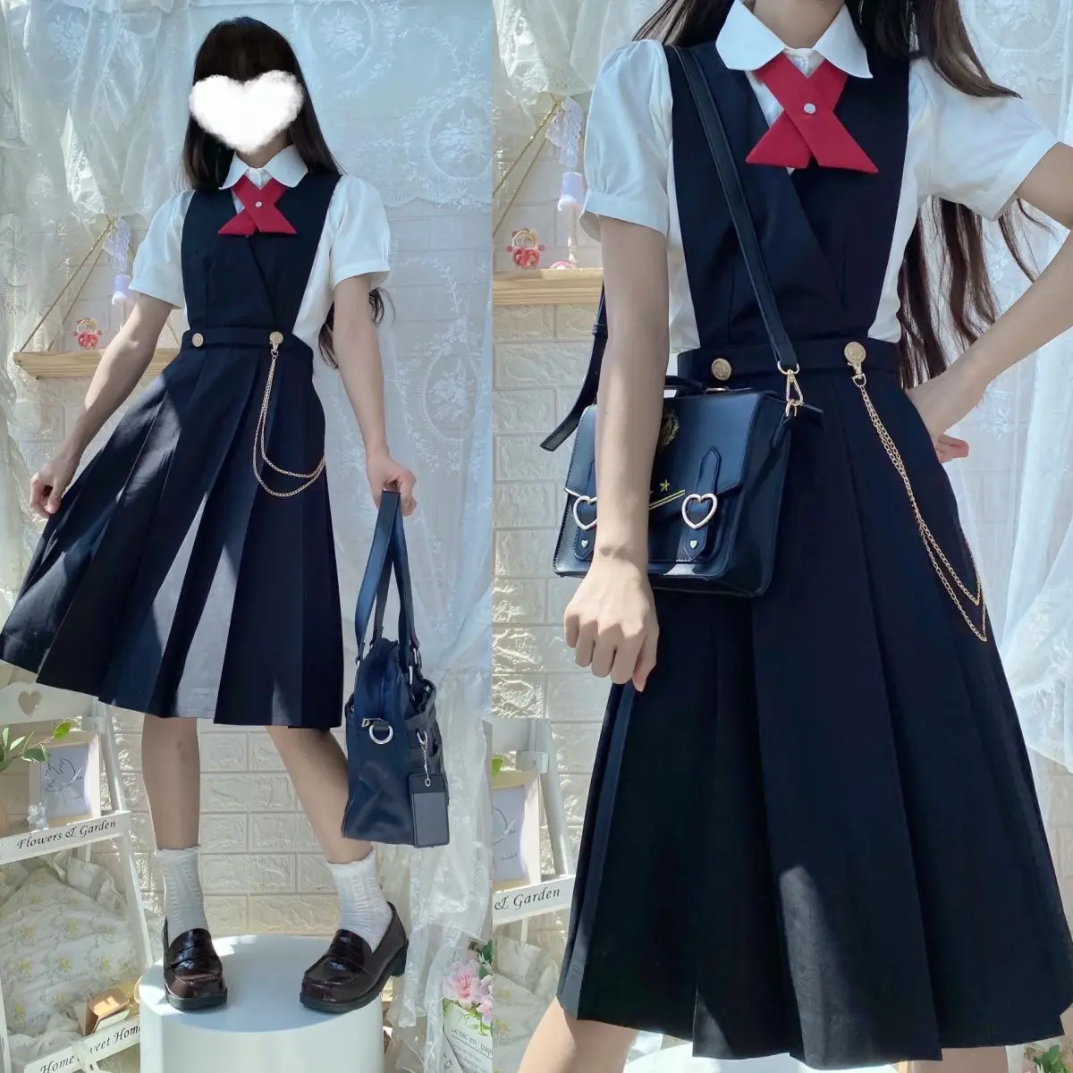 

Japan Original Breast-Protecting Skirt JK Uniform Genuine Student Vest Card Breast Skirt College Style Suit Suspender Dress