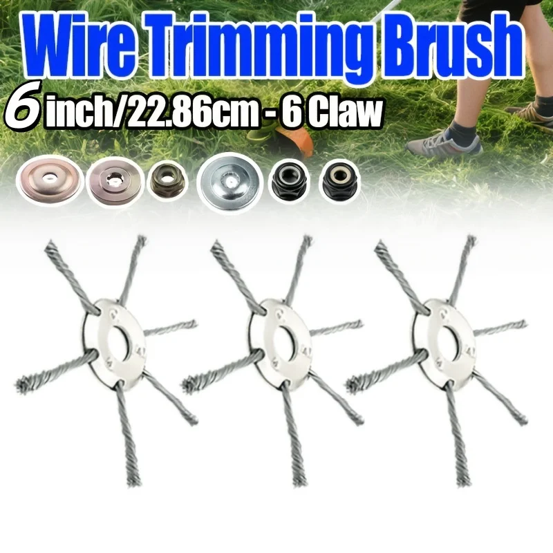 6/7inch Steel Wire Wheel Head Grass Trimmer Head Universal Weed Brush Fit Straight Shaft Brushcutter Removal Moss Rust