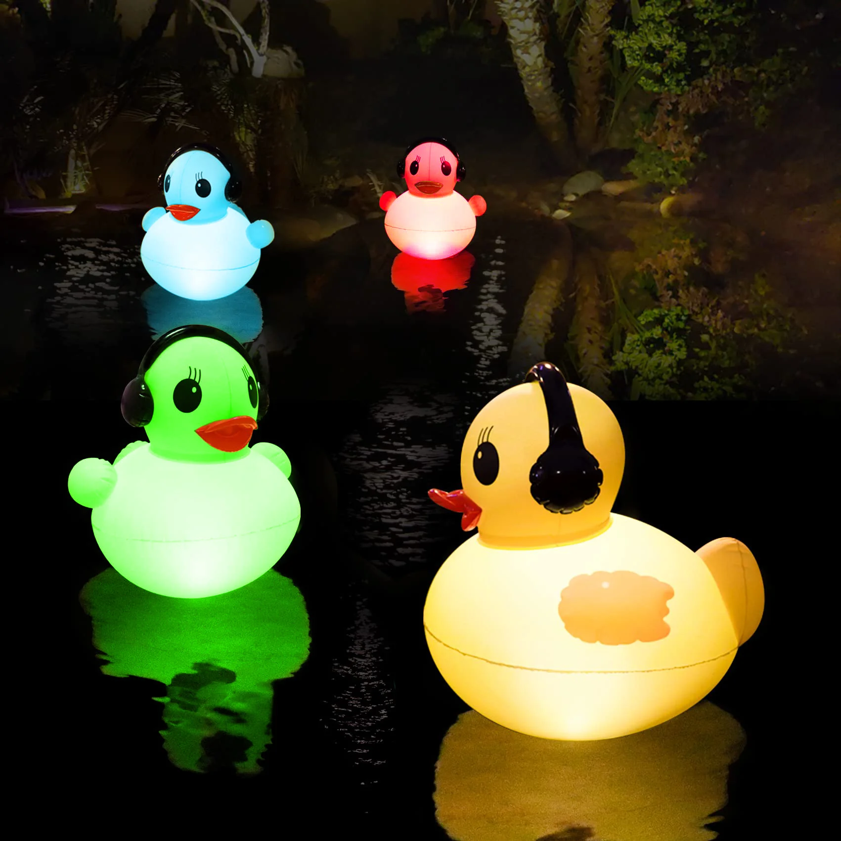 16 Colors Solar Floating Duck Pool Lights Waterproof LED Inflatable Pond Decor Lamp with Remote for Kids Gift Party Garden Yard