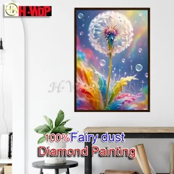 Dandelion 100% Fairy Dust Diamond Painting Flower Full Square Diamond Embroidery Cross Stitch AB Diamond Art Crystal Home Decor