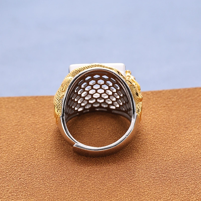 Bague en argent regardé 925 pour homme, bague semi-montée, cabochon carré, ambre, Ganet, réglage de pierres précieuses, dimension de l'agament, fête de mariage, 12x14mm