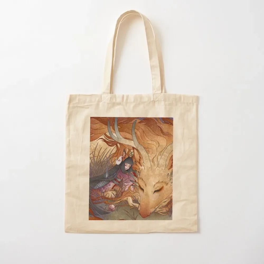 

Slumbering Kitsune and Dragon Tote Bag foldable reusable bag hand bag ladies