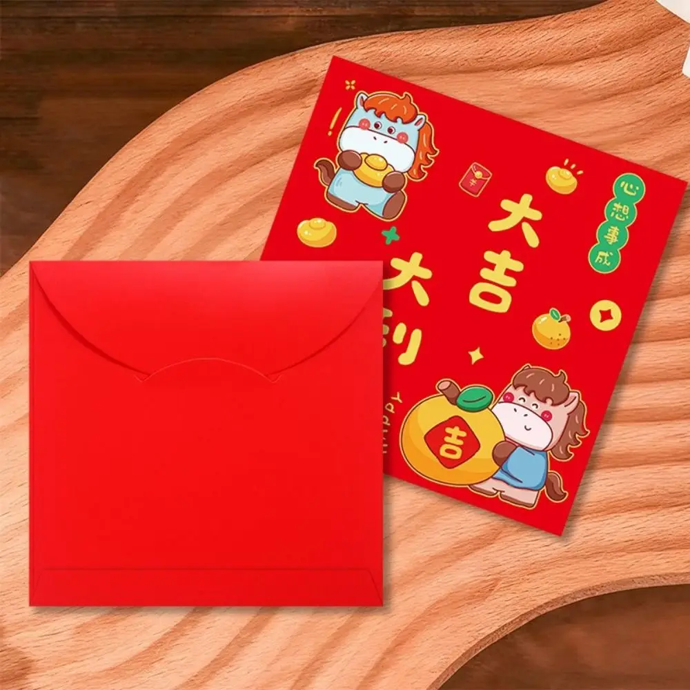 

6Pcs Paper 2026 Horse Year Money Envelope Cartoon Traditional New Year Red Envelope Best Wishes Chinese Style Lucky Red Pockets