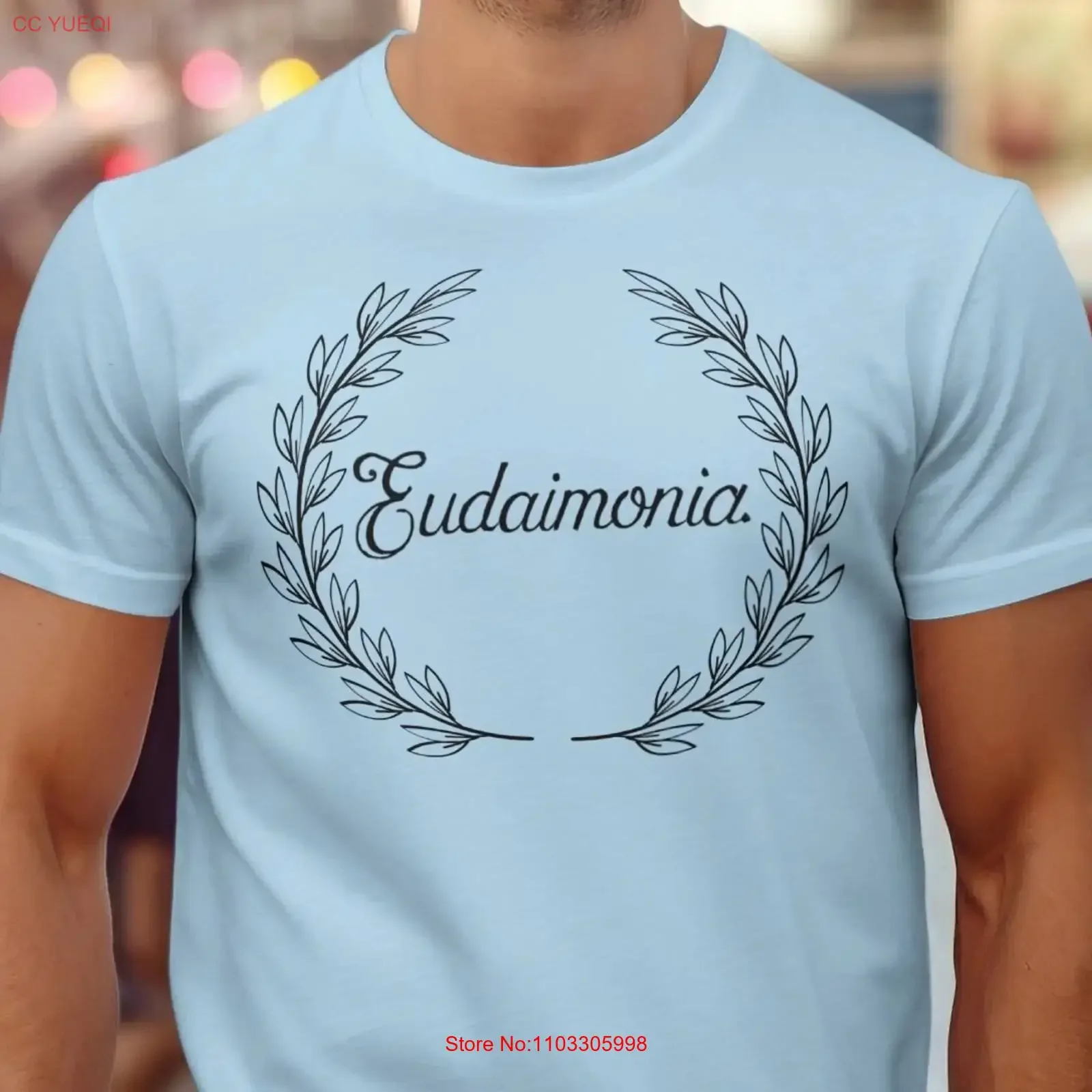 Eudaimonia t-shirt philosophie grecque inspirant motivation esthétique haut décontracté pensé vintage lavé doux graphique