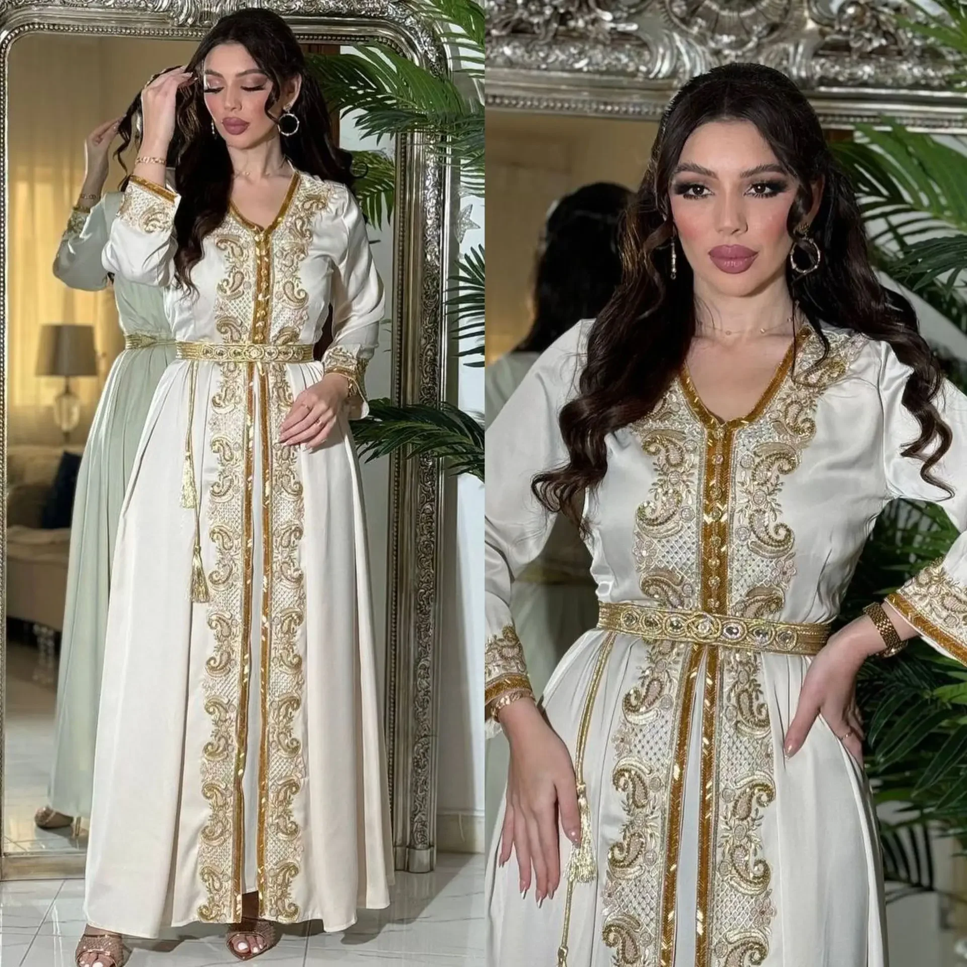 Eid Luxury Muslim Women Sequin Maxi Dress Abaya Dubai Kaftan Ramadan Islam Clothing Robe Kebaya Caftan Marocain Femme Djellaba