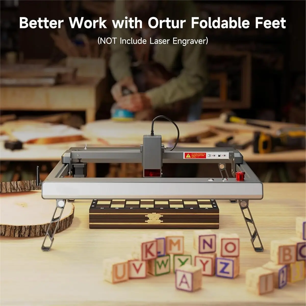 Big Discount Foldable Feet (FFT1.0) for Laser Master 3 Laser Engraver - Raises Machine By 4.65'' (118mm), Easy Installation