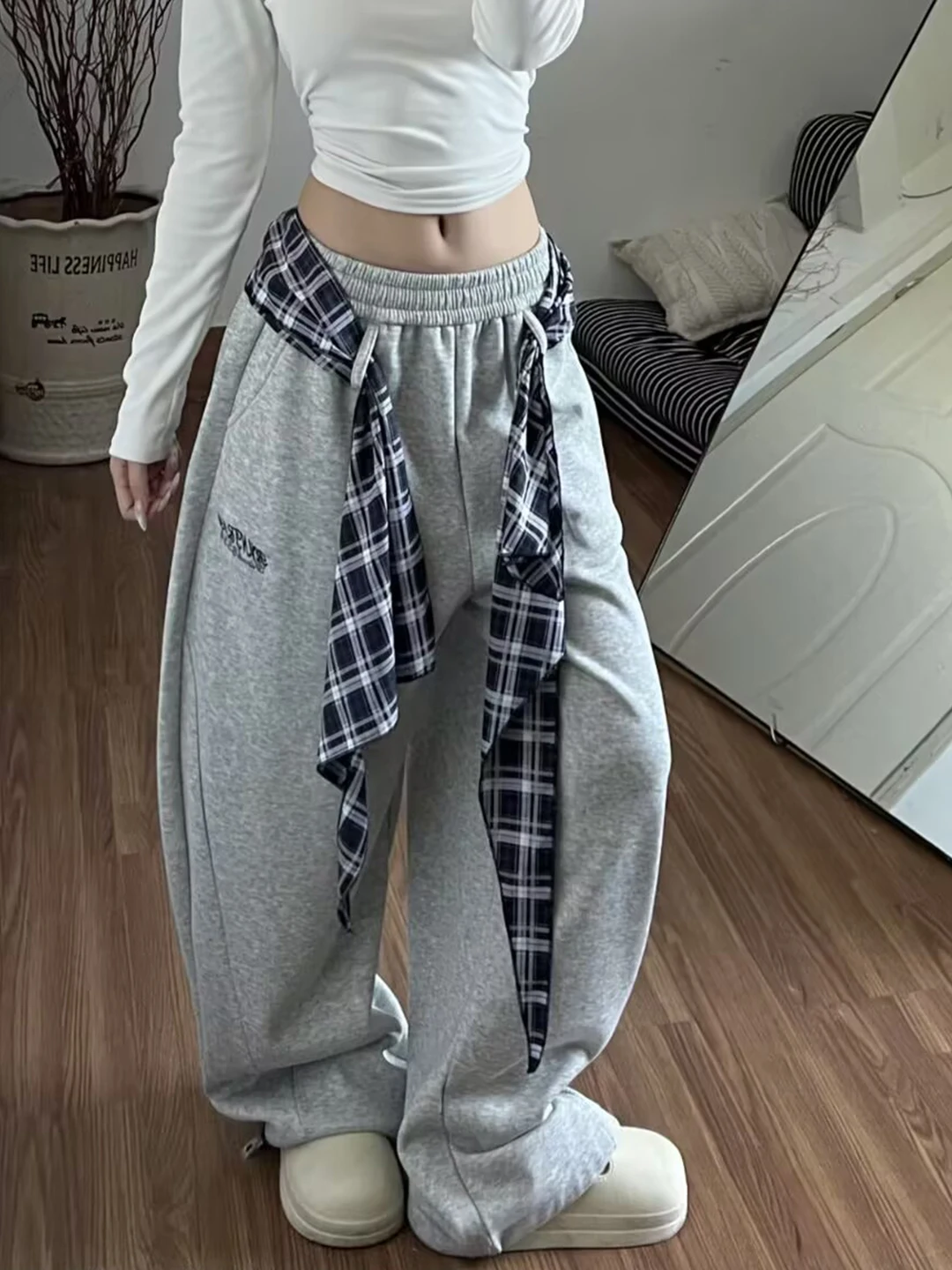 

Широкие брюки для женщин, осенне-зимние, многослойные, повседневные, спортивные, в американском стиле, свободные, уличные, больших размеров