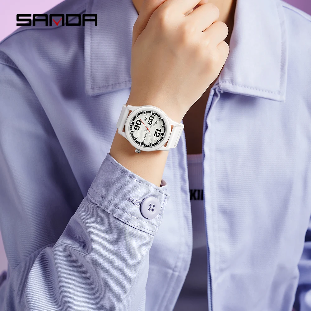 SANDA-reloj de cuarzo con cinta de silicona impermeable para niños, cronógrafo de moda, sencillo, popular, 3252