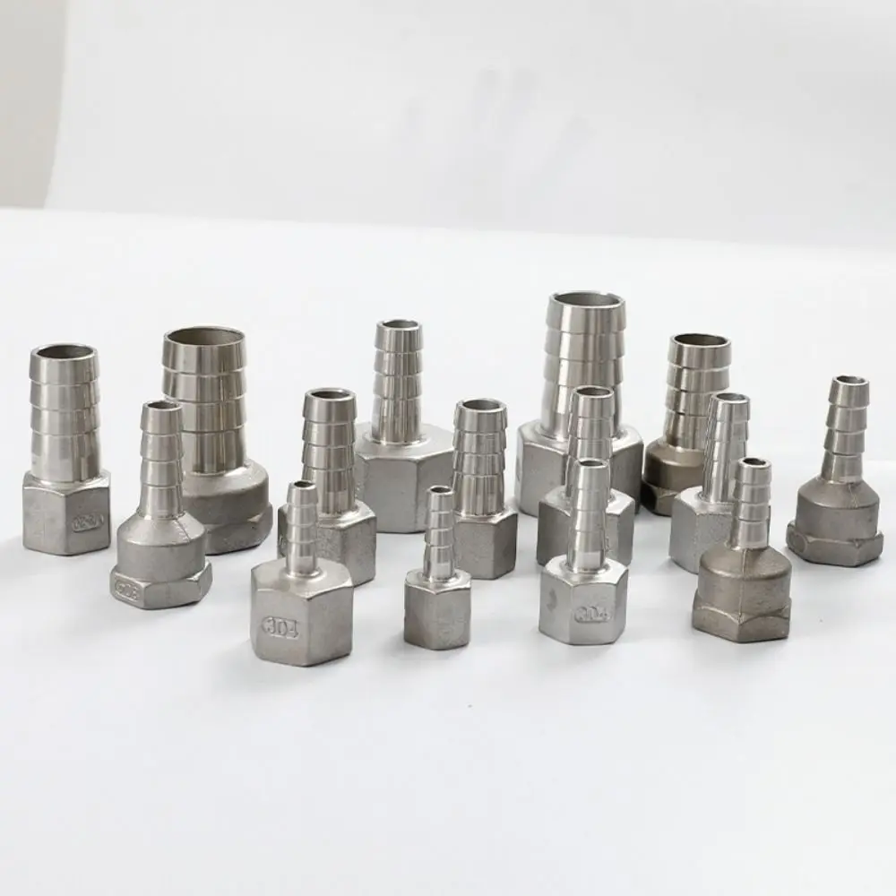 1Pcs Connector Adapter Pipe Joint 304 Stainless Steel BSPT Hose Connector 6mm To 12mm 1/8
