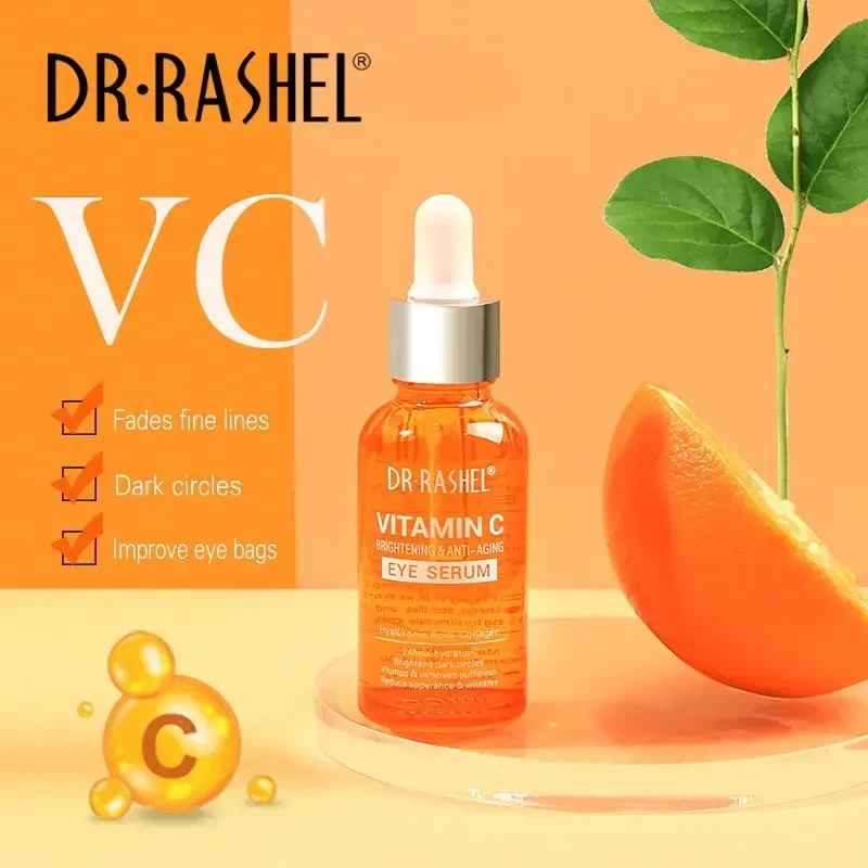 DR.RASHEL Vitamin C Eye Serum Remove Dark Circles Eye Bags Anti-wrinkle Eye Cream Collagen Hyaluronic Acid Brighten Anti-aging