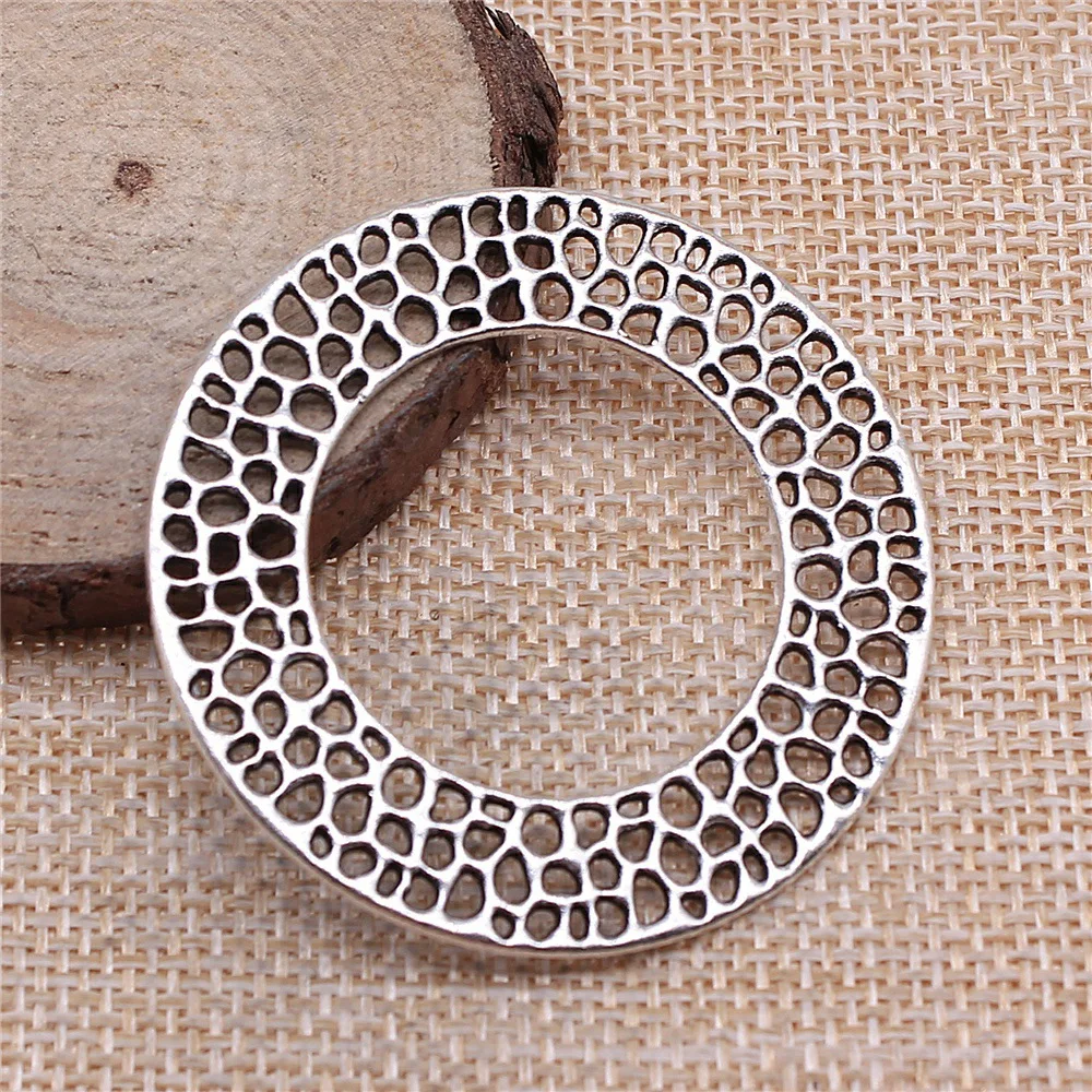 5Pcs/Lot 49*49mm Wreath Circle Metal Charm Earring Connector Antique Silver Bronze Color Making DIY Handmade Tibetan Jewelry DIY