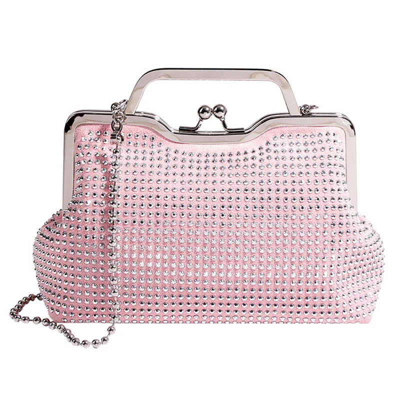 Vintage Handle Rhinestones Evening Party Clutch Bag Shiny Purses Handbags Metal Handle Luxury Designer Handbag Womens Hand Bag