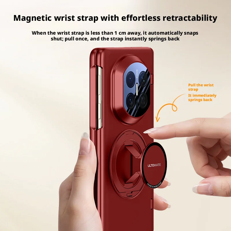 For Huawei Mate X7 X6 X5 Case Skin Friendly 360° Rotating Stand Magnetic Rebound Wrist Strap with Film Lens Protection Cover view 3