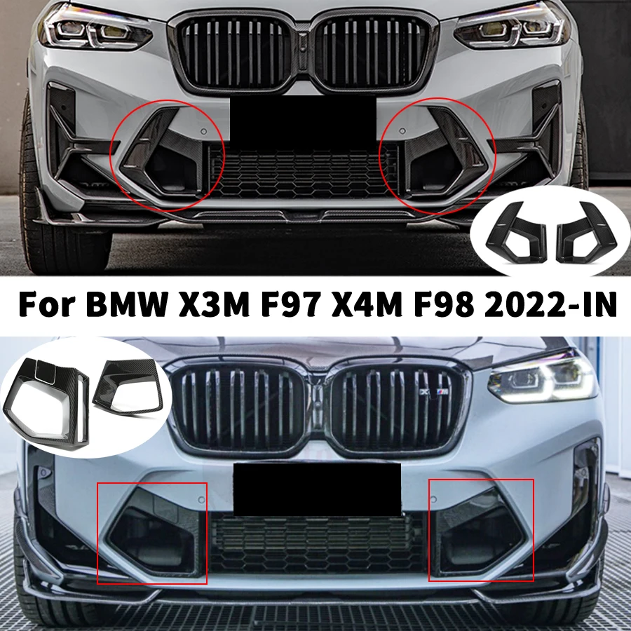 For BMW X3M F97 X4M F98 2022-IN Front bumper vent frame corner protector dry carbon fiber air vent front bumper trim kit