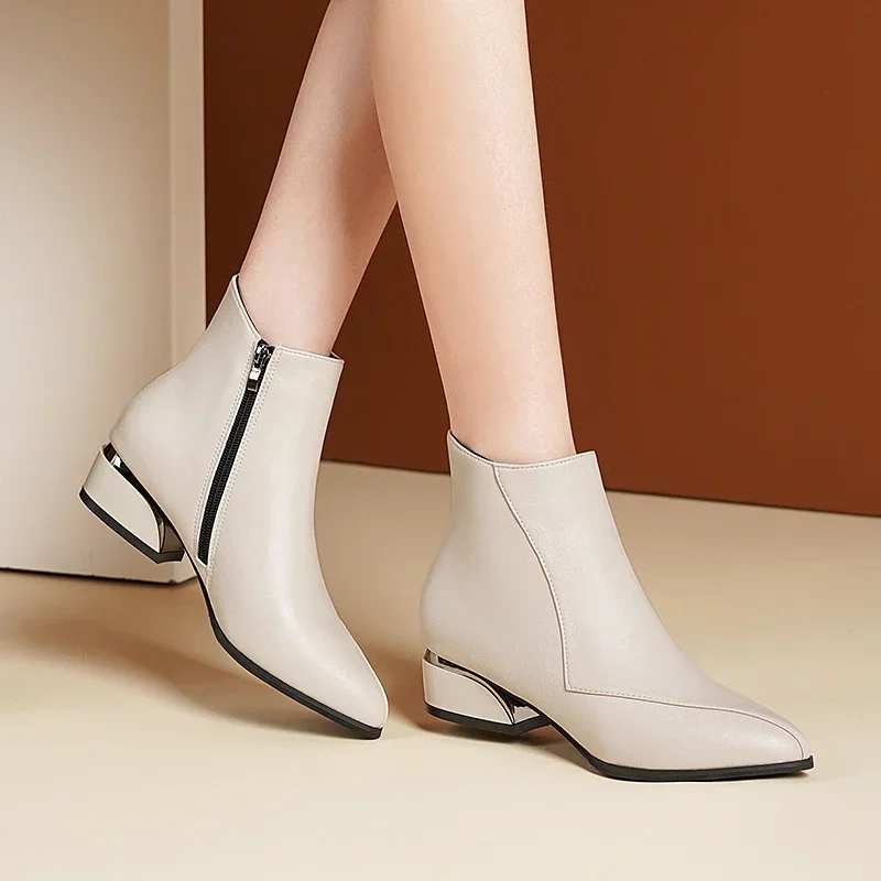 Herbst und Winter 2026 Damenstiefel Britischer Stil Modische Stiefel für Frauen Neue Dickabsatzige Übergroße Modische Kurzstiefel – Detail 14