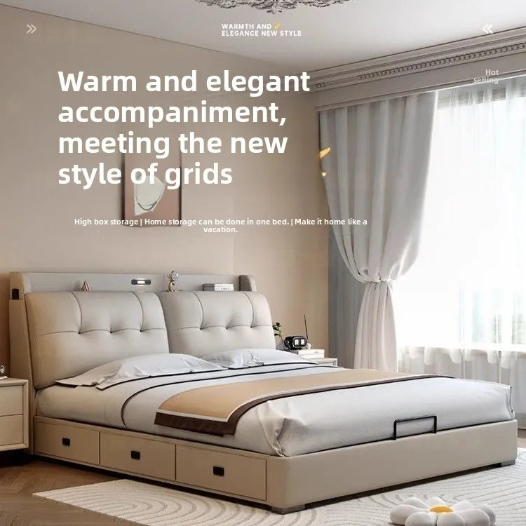 Bedside Storage Leather Bed 1.5 Multifunctional Drawer European Soft Bag Master Bedroom 1.8 Double