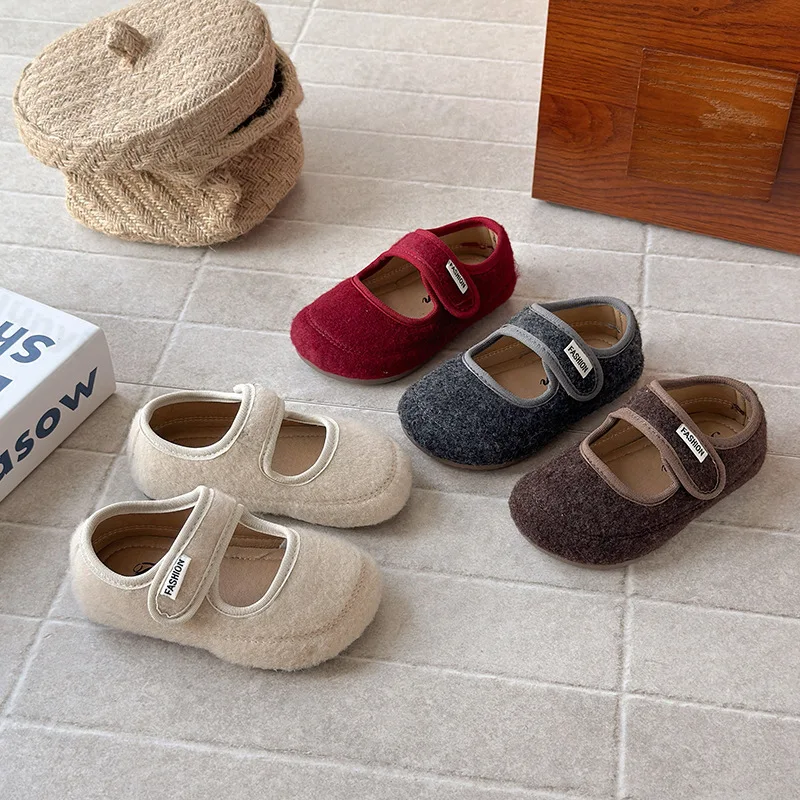 

Элегантные туфли в стиле ретро для девочек, осень 2023, новые детские однотонные универсальные удобные повседневные туфли Мэри Джейн на плоской подошве для девочек