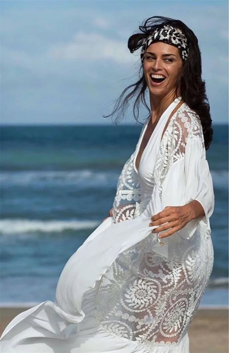 2024 Mode Patchwork Kanten Bikini Cover Up Doorzichtige Zwemvest Overmaat Vakantiekleding Zwemmen Ruches Kaftan Strandjurken