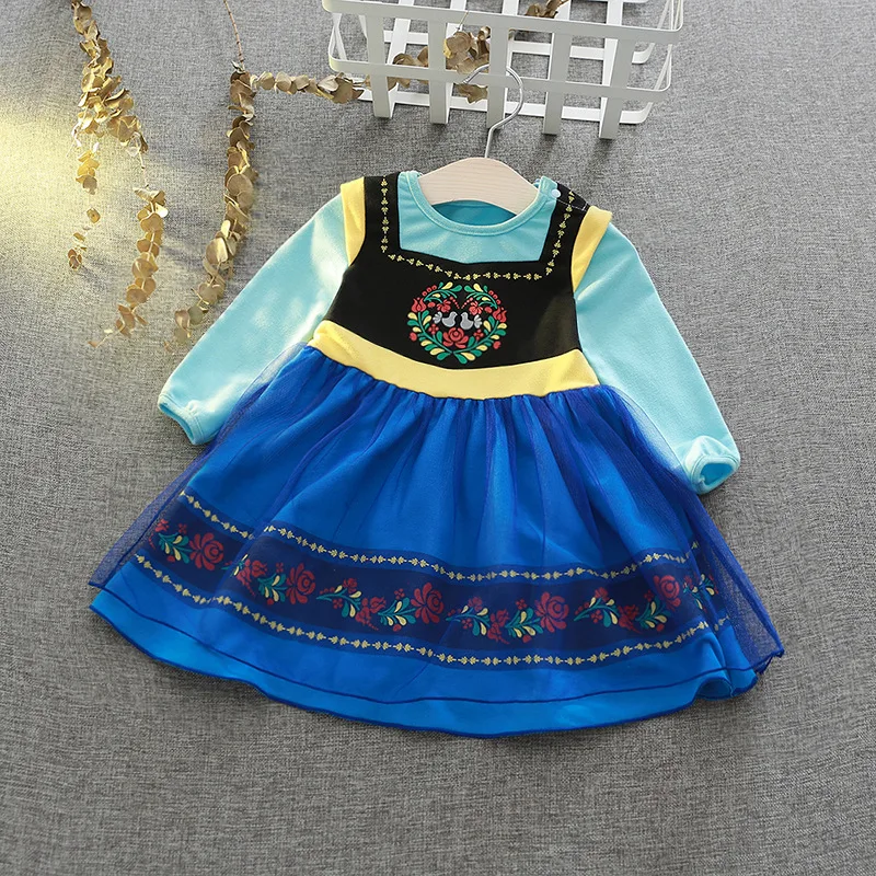 Baby Girls Casual Dress Snow Queen 2 Elsa Anna Sofia Kids Carnival Birthday Party Costume Children Elza Snow White Clothes