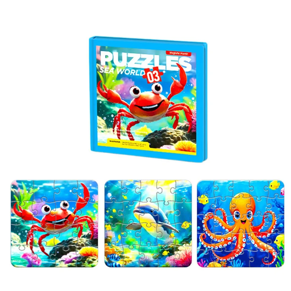 Magnetyczne puzzle dla dzieci z kreskówkami, wielokolorowe, stopniowane poziomy od łatwych do trudnych, zabawki edukacyjne, rozwijające uwagę, ulepszone magnesy, układanka.