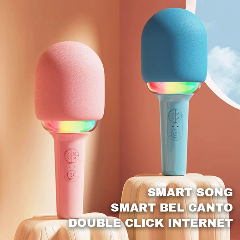 Children K Song Mini Wireless Microphone Bluetooth Karaoke Microphone Music PlayerHome TV Children Singing Microphone WIth RGB