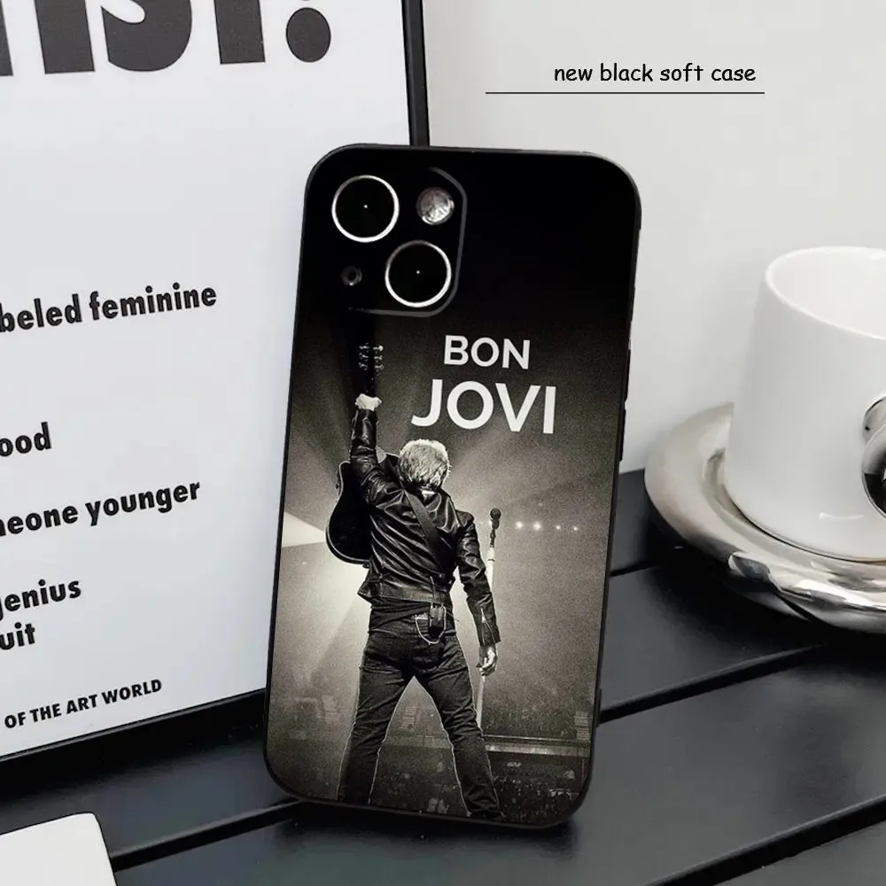 Band B-BonS-Cool-J-JoviS Phone Case For iPhone16,15,14,13,12 Mini 11 Pro XR,X,XS,MAX 7,8 Plus Silicone Cover Soft Black