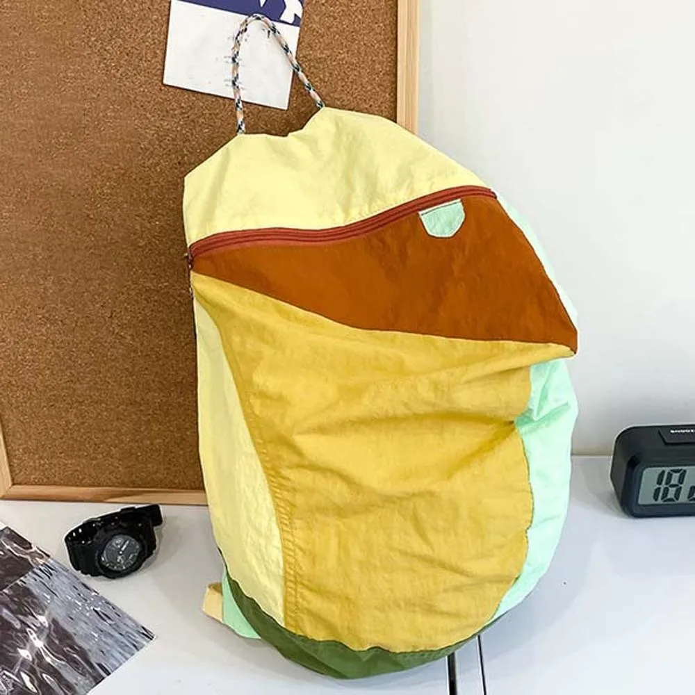 Durable Contrast Color School Bag Large Capacity Lightweight Nylon Sport Daypack Scratch Prevention Polyester