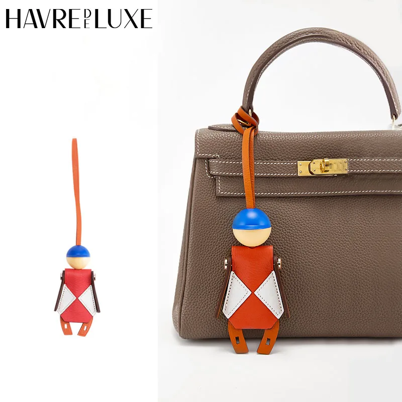 Pferderennen Jockey Bag Charm für Hermes Bag Echtes Leder Ritter Auto Schlüsselanhänger Ornament Frauen DIY Tasche Zubehör