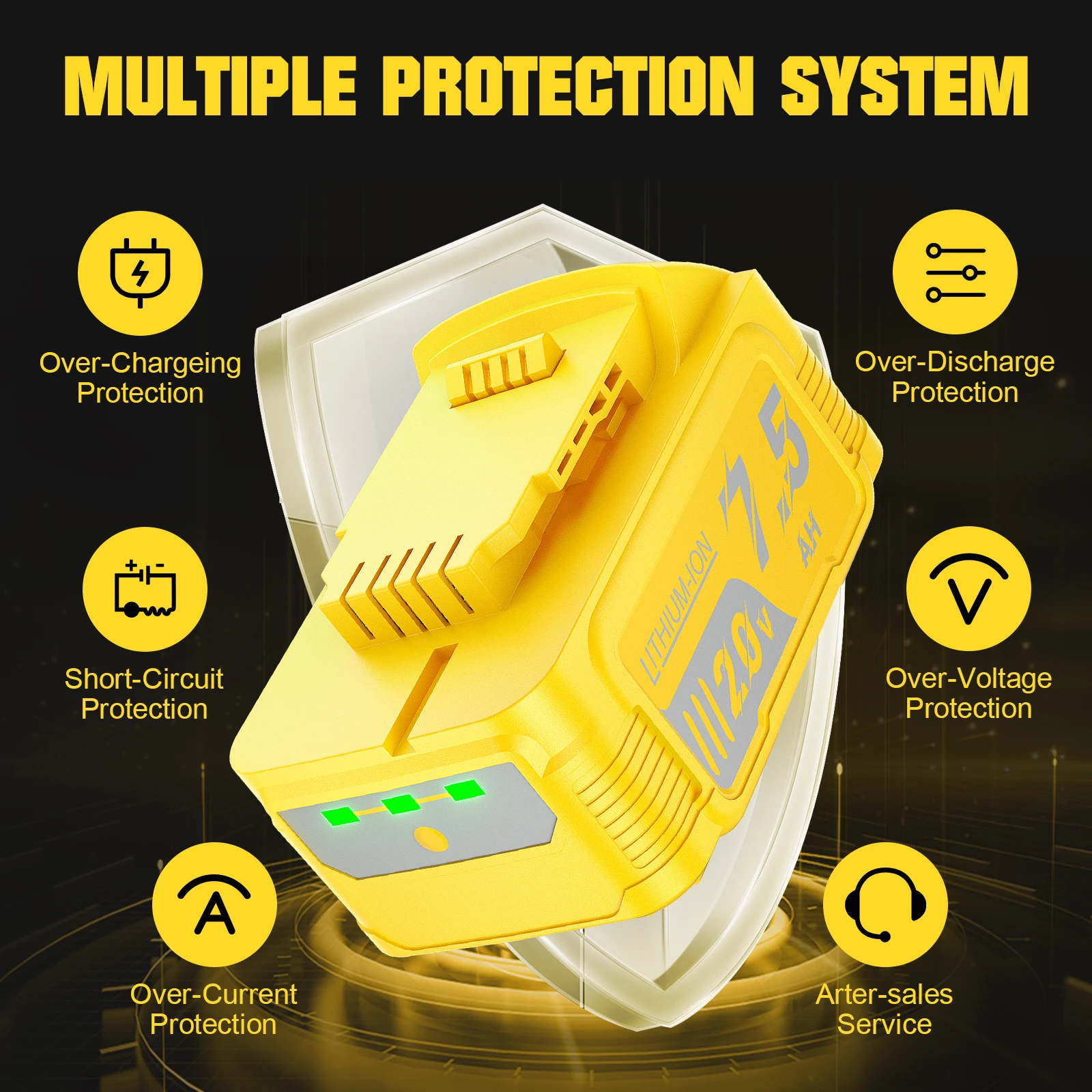 For Dewalt DCBP520 Lithium Battery 20V 7500mah Replacement Battery For DEWALT 20V MAX Power Tools Parts Accessories