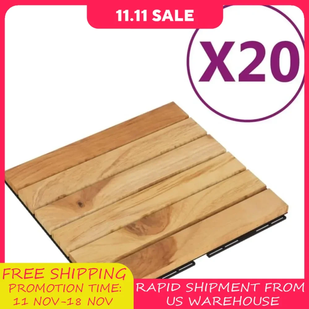 Garden floor, 20 planking bricks, solid wood interlocking, dual-purpose indoor and outdoor, teak vertical pattern, garden floor