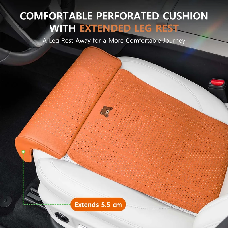 VASTZ Extended Leg Rest Cushion Driver Passenger Leg Rest Universal Nappa Breathable Pad Non-Slip Comfort Seat Cover Protector