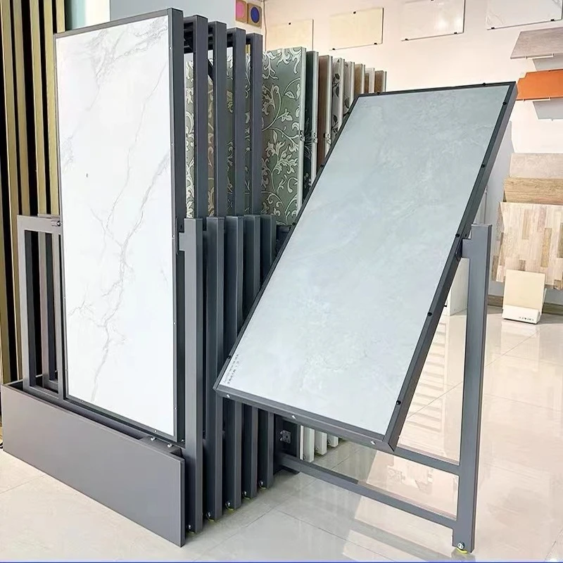 

for 60X120 large slate sample display stand Durable pull-push rotating bracket for showroom tile display