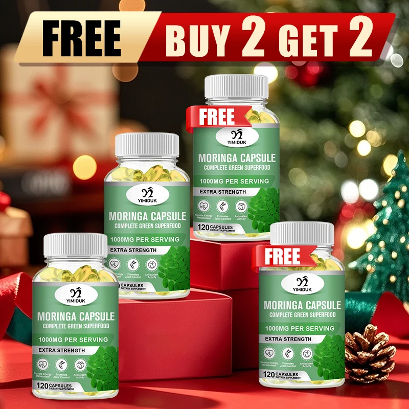 Buy 2 Get 2 Free! Pure Moringa Oleifera Capsules, Support Skin Glow, Energy & Blood Sugar Balance, Powerful Detox, Women & Men