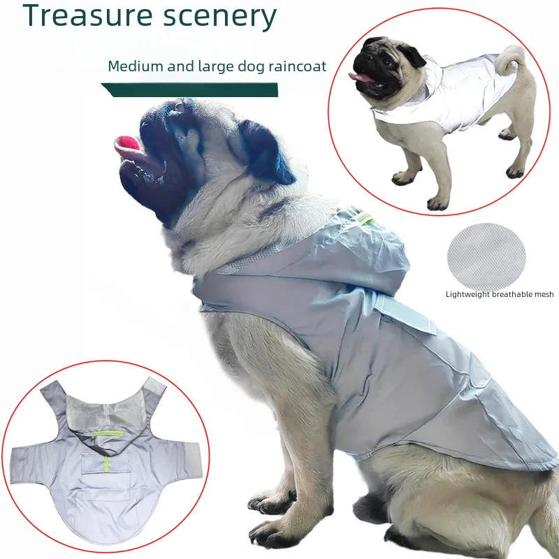 

Reflective Dog Raincoat for Medium/Large Dogs, Waterproof Windproof Hooded Outdoor Coat