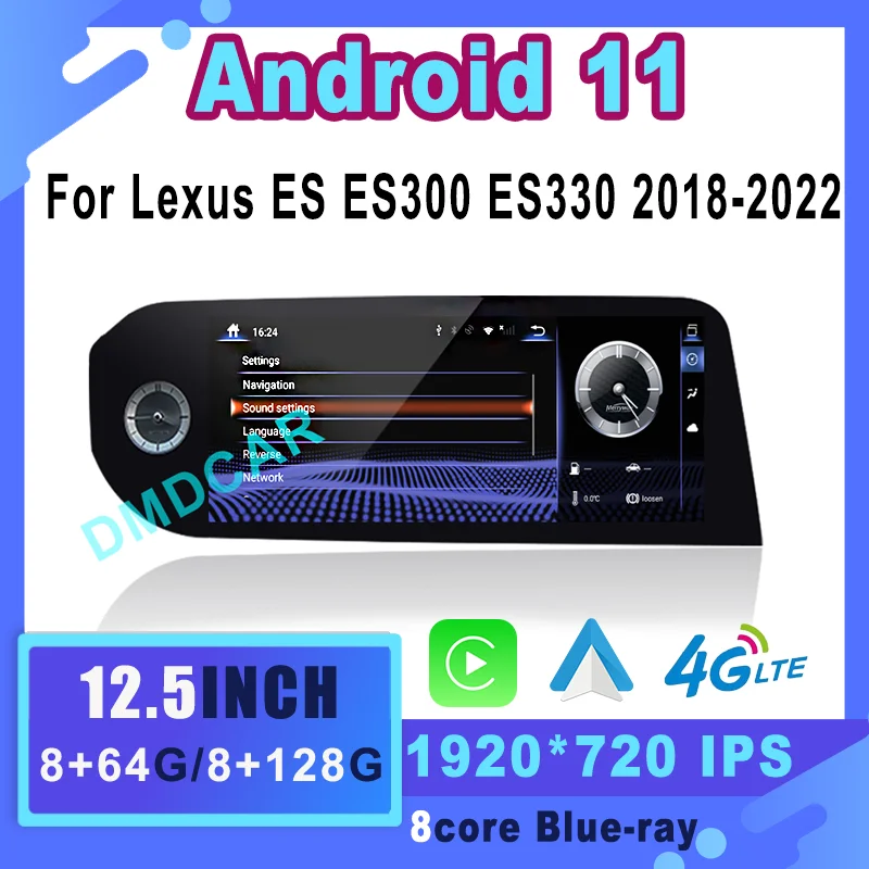 

12.5inch Android 11 8+128G Car Navigation Multimedia Player Radio For Lexus ES ES200 ES250 ES350 ES300H 2018-2022 Touch Screen