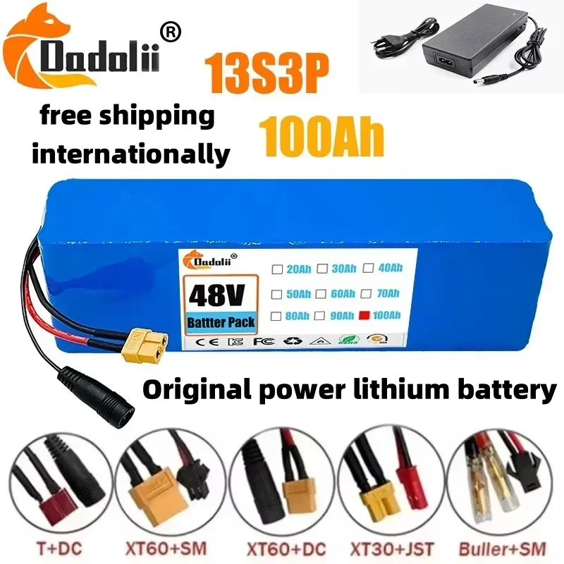 

Original 13S3P 48V 100000mAh 100Ah lithium-ion battery pack with 1000W BMS 54.6V 100ah 18650 lithium battery