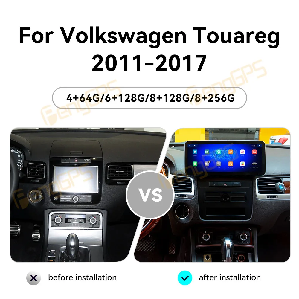12.3 Inch Android 14 CarPlay Car Radio For Volkswagen Touareg 2011-2017 Touch Screen Multimedia Player Navigation Head Unit DSP