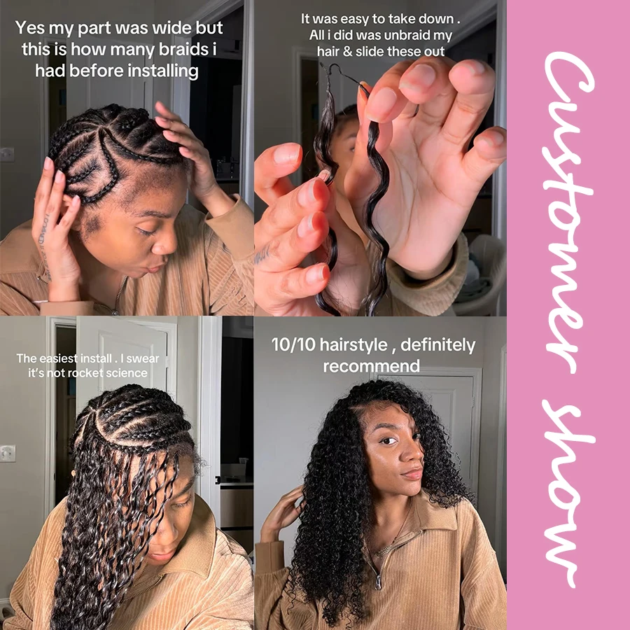 Cabello birmano curly con plumas para trenzas, pre-separado, sin nudos invisible, extensiones de cabello humano 100% para mujer 5