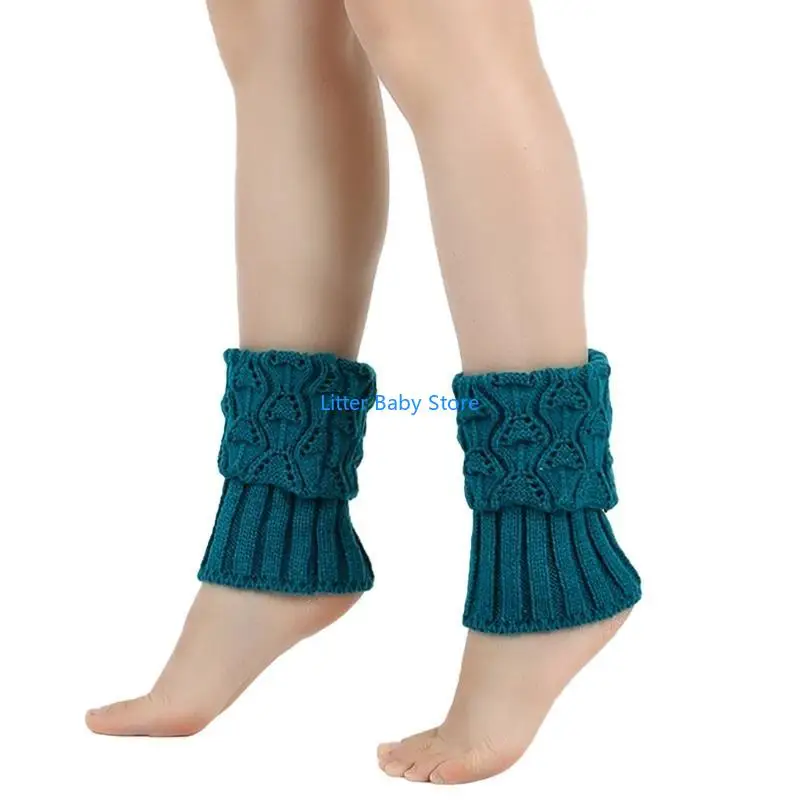N80C Trendy Solid Color Leg Warmers Kids Comfortable Sock Sleeves Fashionable Knitted Leg Feet Cover for Various Occasion