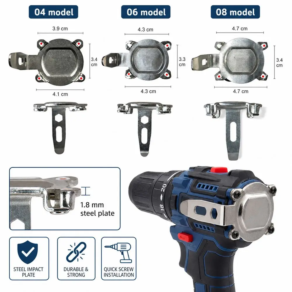 Steel Drill Belt Hook Cordless Waterproof Power Tool Belt Clip Knock-proof Wear Resistant Power Tool Accessories Workshop Use
