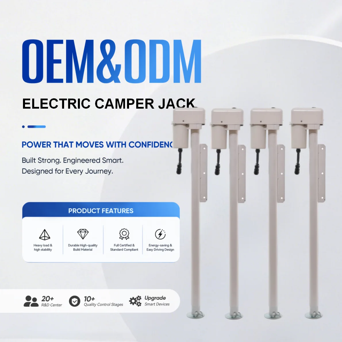 3500lbs Electric Camper Jack HH-3500-1 12V DC Steel RV Tongue Jack With Built in LED Night Work Light