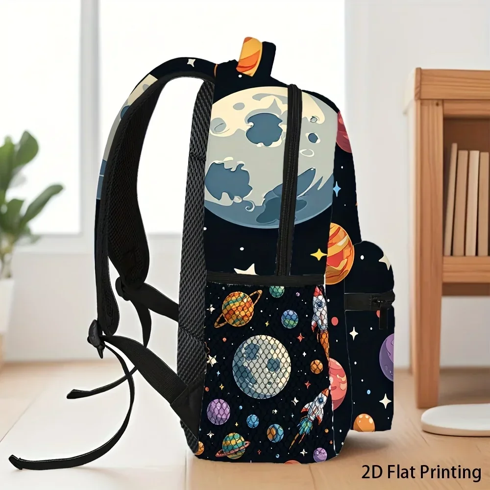 Custom Bag 1pc 2D Flat Printing Unique Vitality Planet Print Theme Pattern Printing Backpack Trendy Animal Print Large Capacity