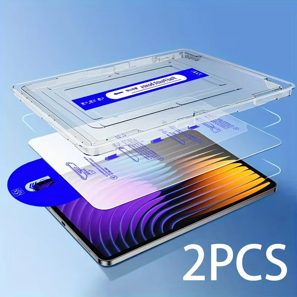 2pcs Tempered Glass Screen Protector Dust Free For Xiaomi Pad 7 Pro 6 5 SE 11 Pro Redmi Pad 2 8.8 6s 7s Pro One Click Coverage