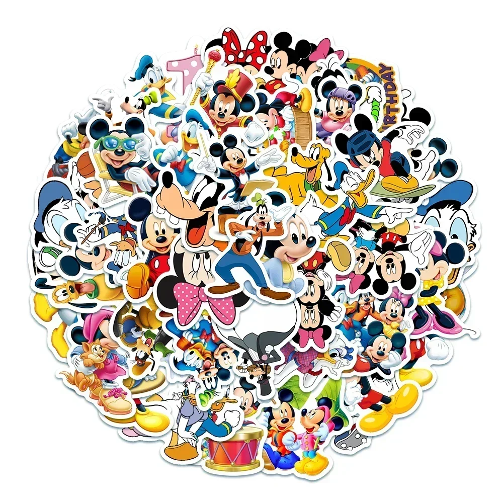 50PCS Cute Disney Movie Minnie Mickey Stickers Anime Decal DIY Skateboard Laptop Motorcycle Cool Cartoon Sticker Pack Kids Toy